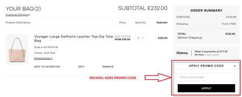 michael kors codice promo